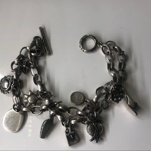 Guess silver shoe purse charm bracelet